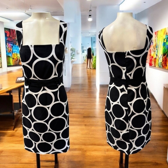 London Times,Dresses Summer,Black-white,Size 12,Sleeveless,Zip,Knee Length.! - Picture 1 of 13